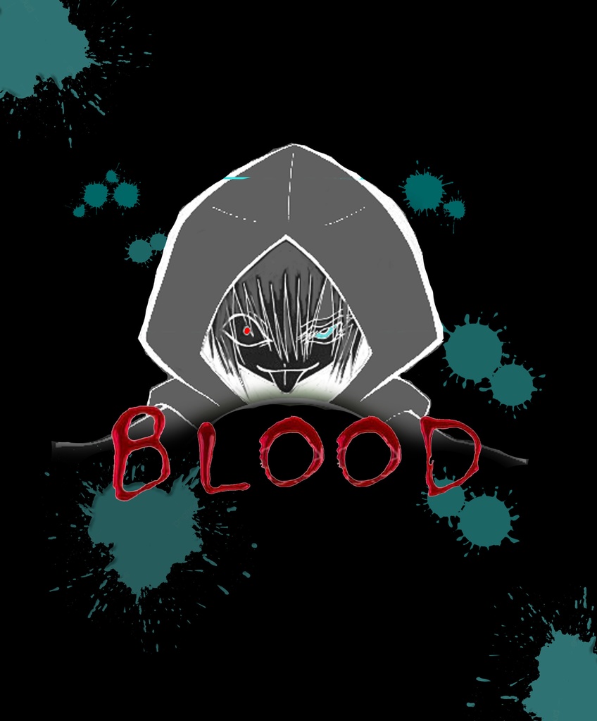 オリジナル ホラー系『BLOOD』ロングスリーブTシャツ