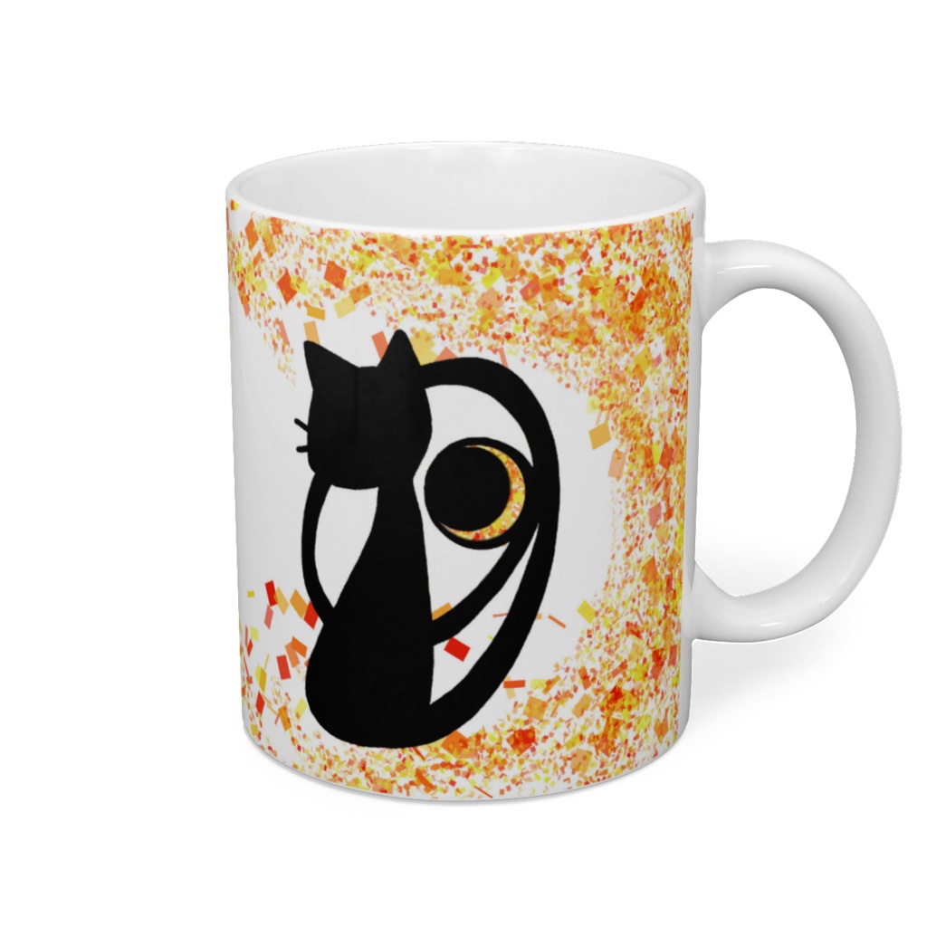 【黒ねこ】【白ねこ】イエローダイアモンドマグカップ