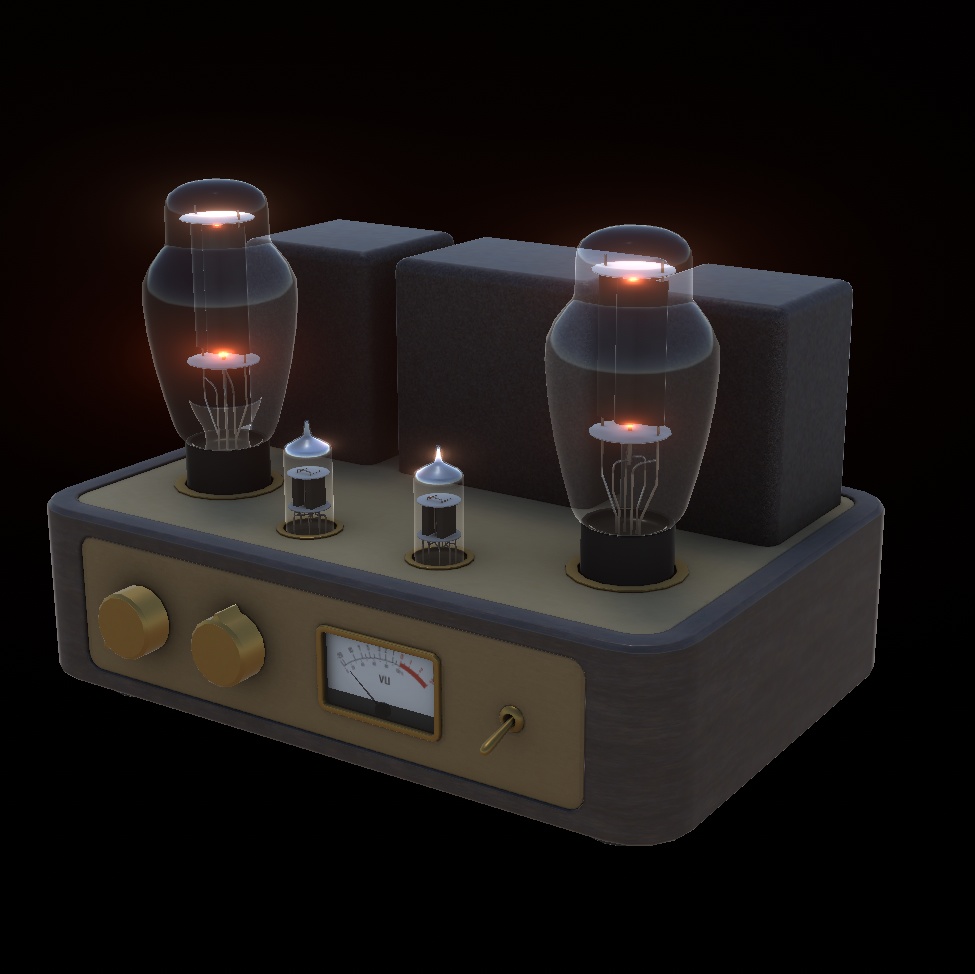 【VRChat想定】レトロ小型真空管アンプ 3Dアセット