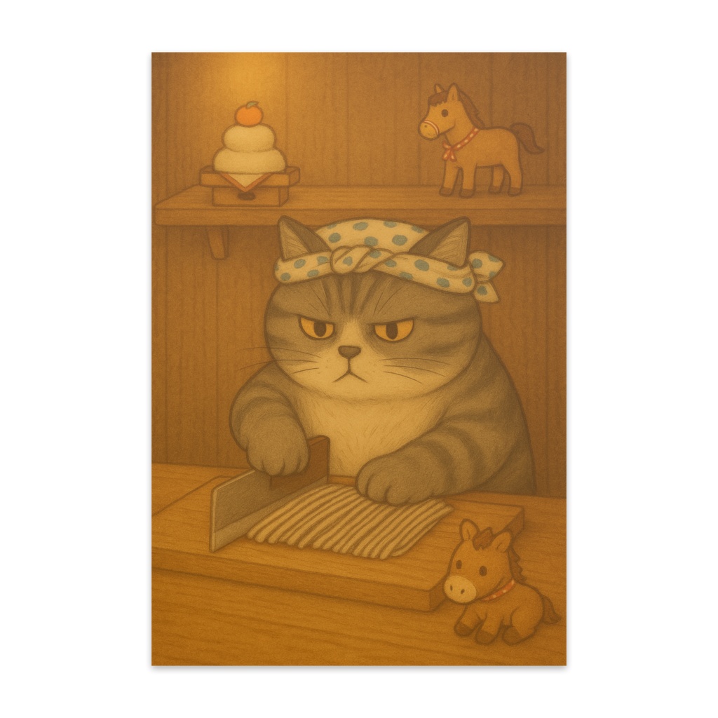 ねこいろ堂ポストカードセット（年越しそばうち茶寅嵐）10枚組