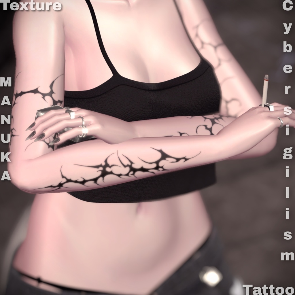 【全アバター汎用】Cyber Sigilism Tattoo【Texture】