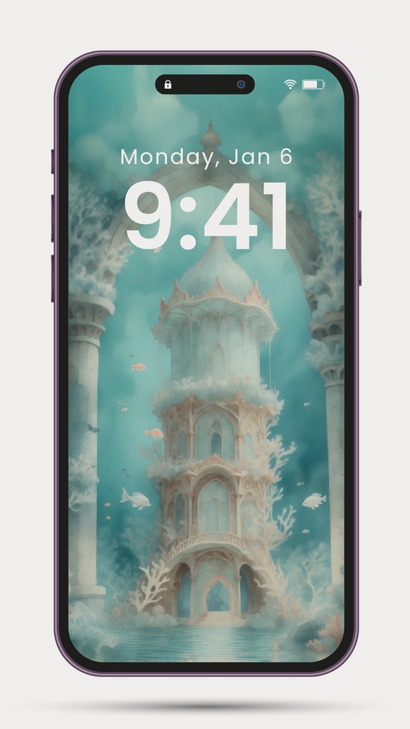 《魚たちの舞う塔》スマホ壁紙セット(3サイズ) “The Tower Where Fish Dance” Smartphone Wallpaper Set (3 Sizes)