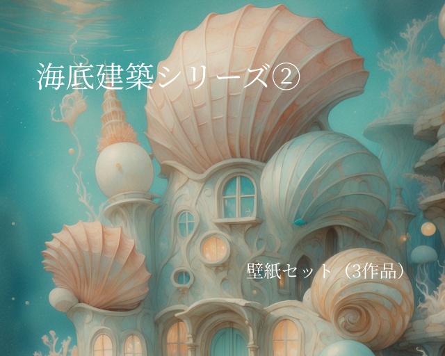 《海底建築シリーズ② – 壁紙セット3作品》 Sea Floor Architecture Series② – 3-Wallpaper Set