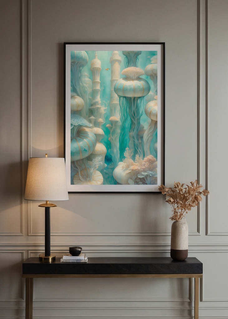 《蒼の柱に寄り添う白珊瑚の塔》ポスター&壁紙+motionセット “White Coral Towers Beside the Blue Pillars” Poster & Wallpaper + Motion Set