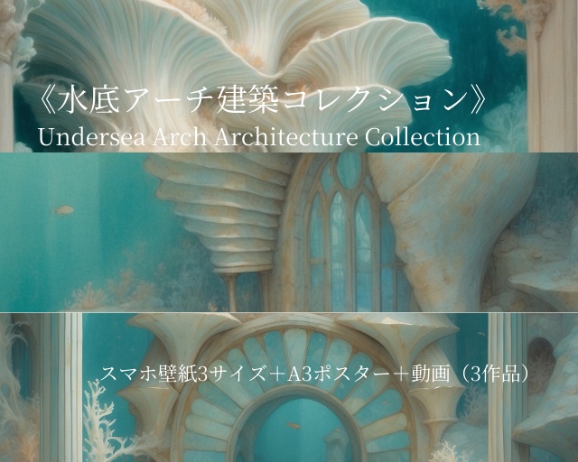 《水底アーチ建築コレクション》ポスター&壁紙セット(A3縦+スマホ壁紙3サイズ) “Undersea Arch Architecture Collection” Poster & Wallpaper Set (A3 Vertical + 3 Smartphone Sizes)