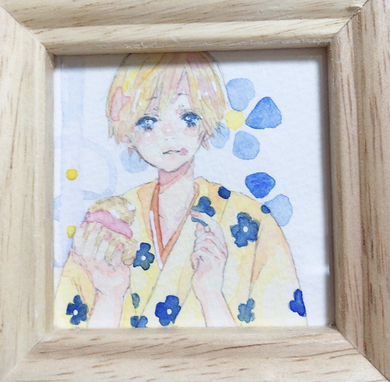 ミニ水彩画『シュークリーム』