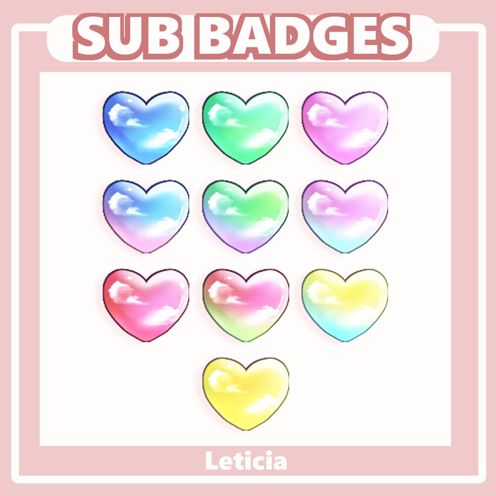 【Twitch Badges】10 heart Digital Sub Badges for Twitch