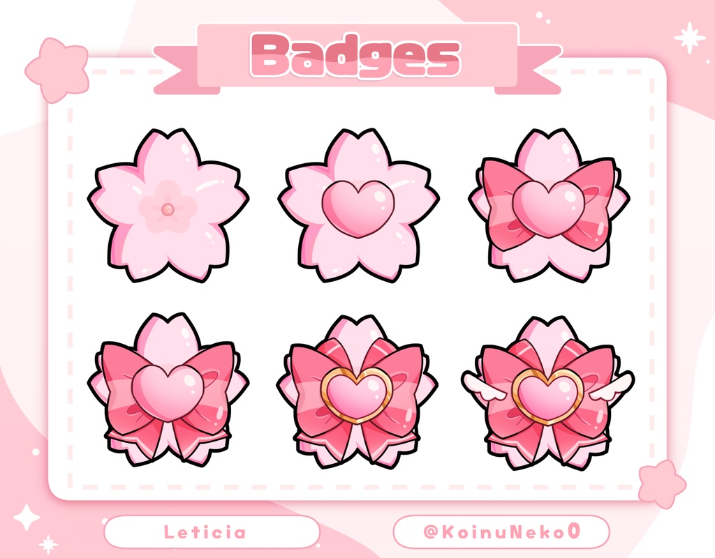 【Twitch Badges】6 Sakura Digital Sub Badges for Twitch🌸