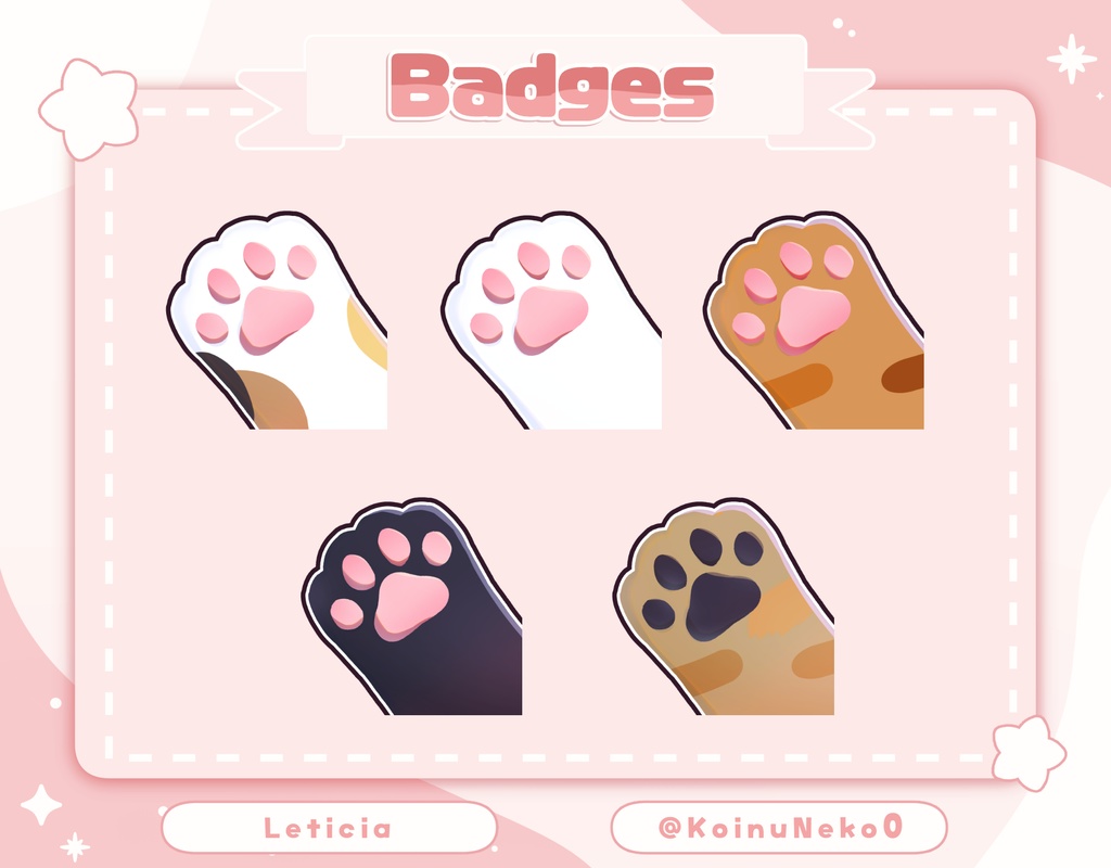 【Free】5 Paw Digital Sub Badges for Twitch✨【Twitch Badges】