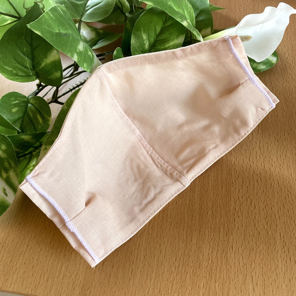 【夏マスク】くすみピンク、ピンクベージュ色3wayハンドメイド立体マスクカバー、インナーマスク。