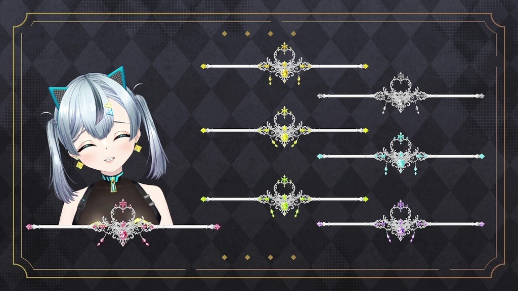 一週間無料【動く】ティアラステッキちるプレート3シルバーver【7色】