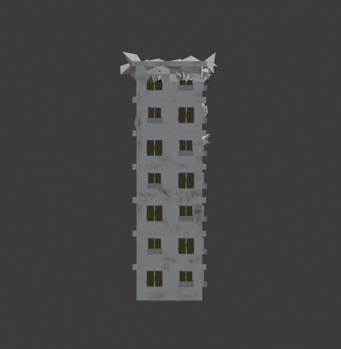 破壊されたビル 3Dモデル Destroyed building