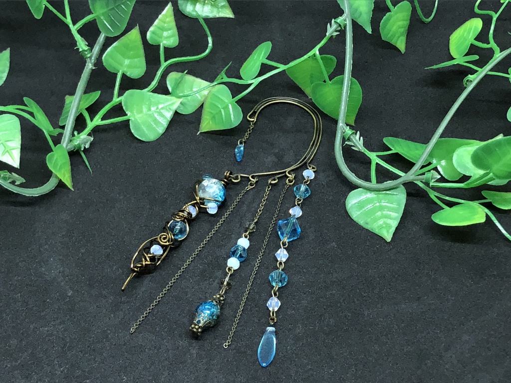 魔法の杖のイヤーフック 水色