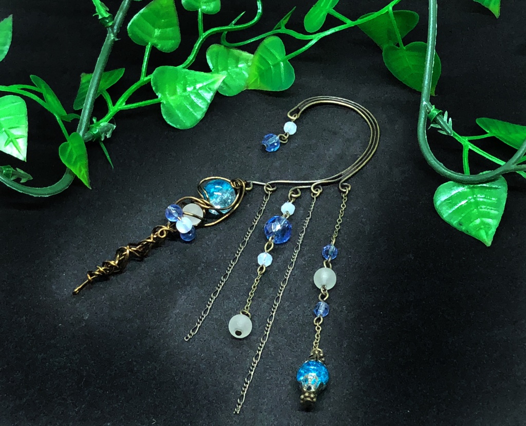 魔法の杖のイヤーフック 青×白