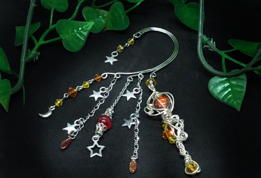 魔法の杖のイヤーフック オレンジ 黄色 星 月