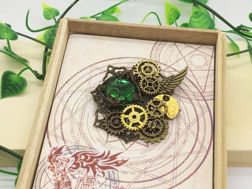 ブローチ 歯車 羽