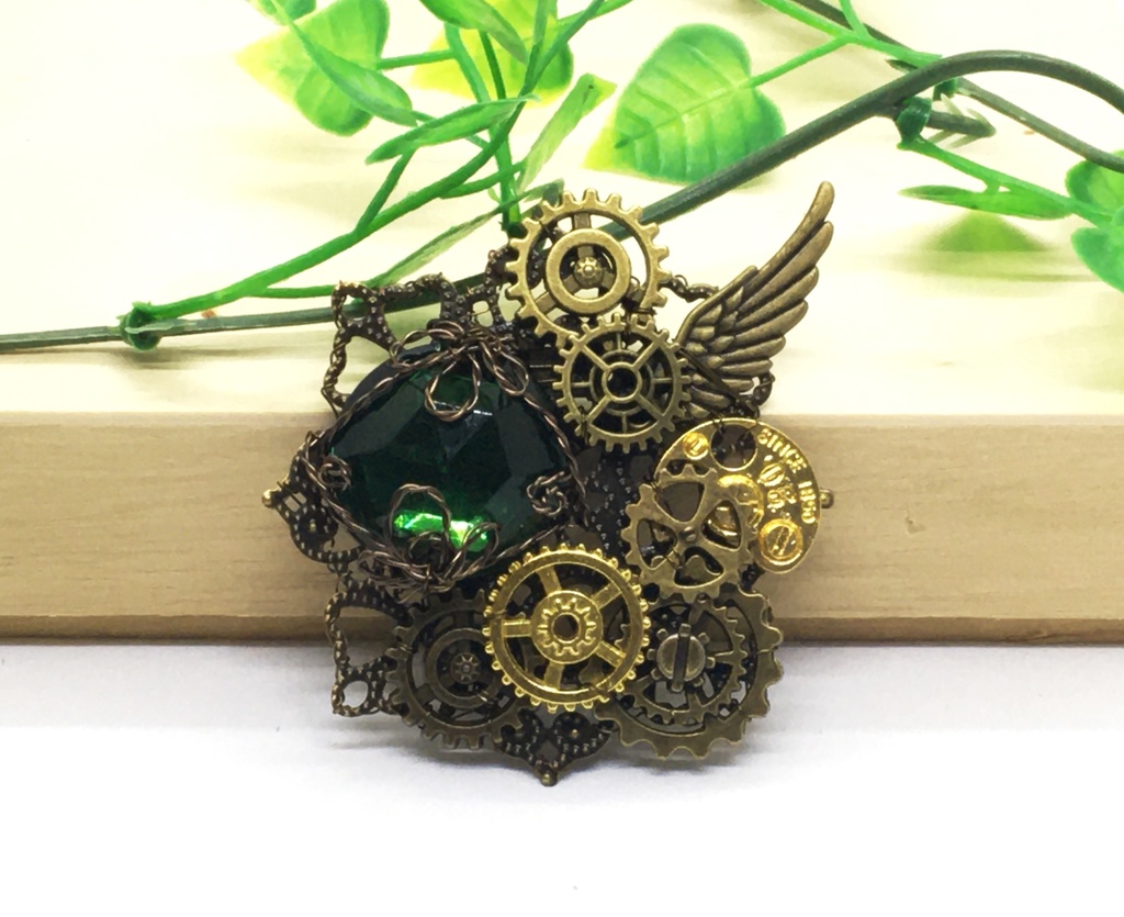 ブローチ 歯車 羽