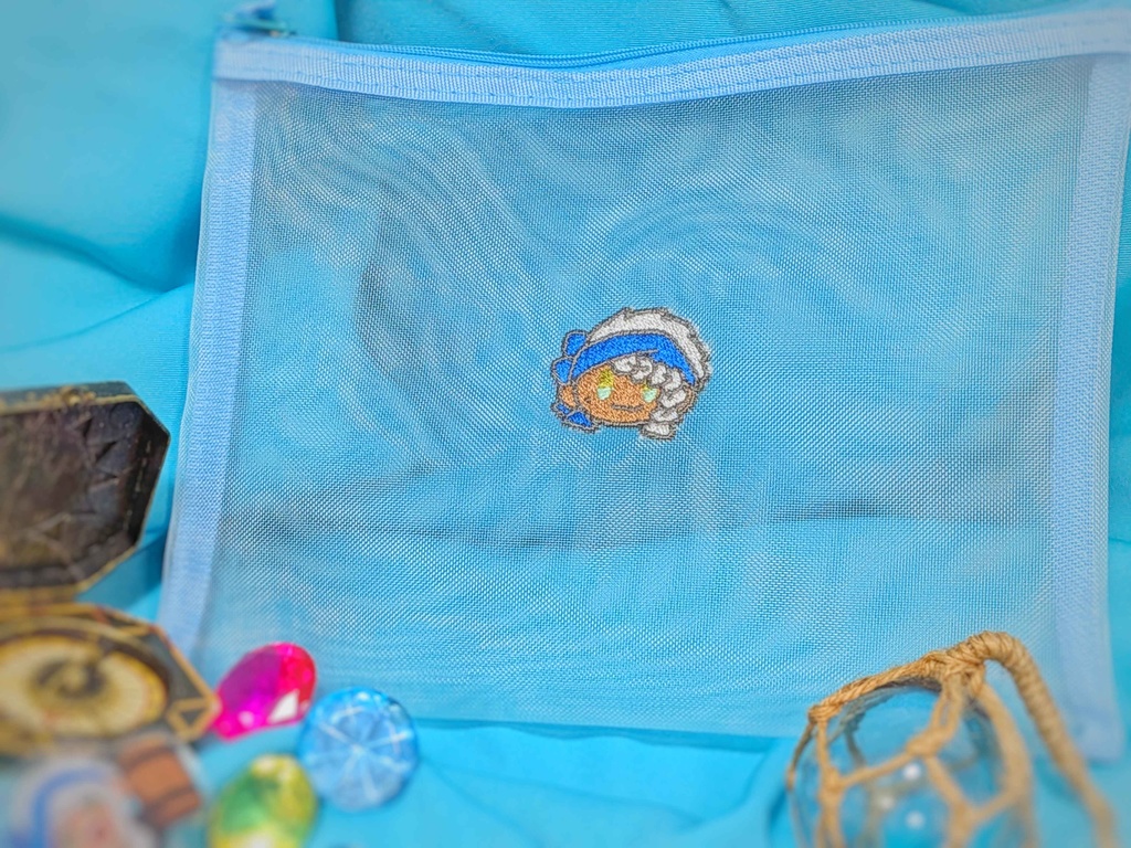 船月とまり刺繍メッシュポーチ