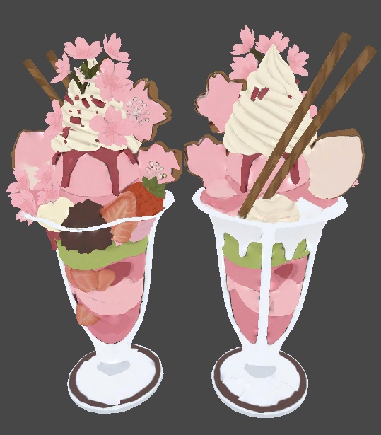 [VRC想定] さくらパフェ 桜 髪飾り 小物 ピンバッチ ヘアピン かわいい 春 