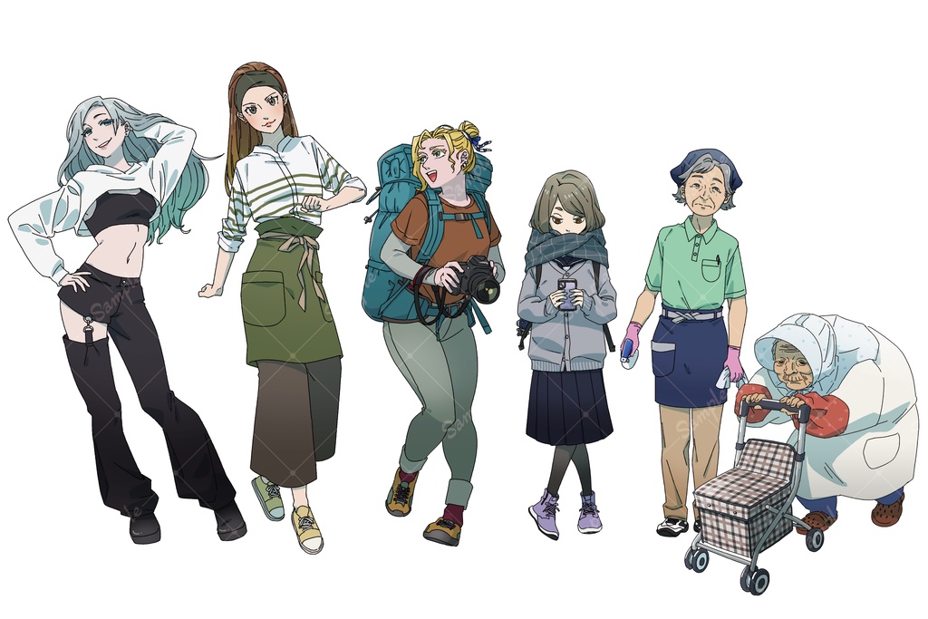 現代TRPG向け 立ち絵10体セット③|黒/白塗り差分あり