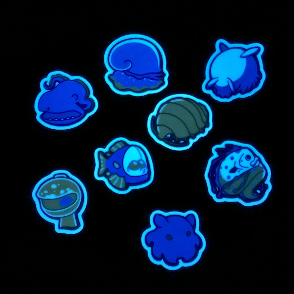 【青く光る】深海魚蓄光ステッカー【全8種】