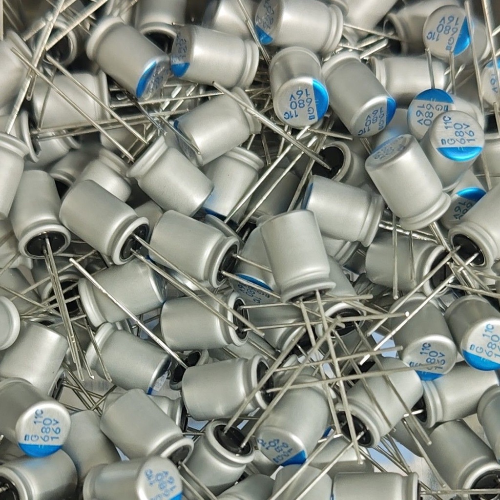 SwitchBotプラグミニ修理用、導電性高分子アルミ固体電解コンデンサ、680μF、日本ケミコン製