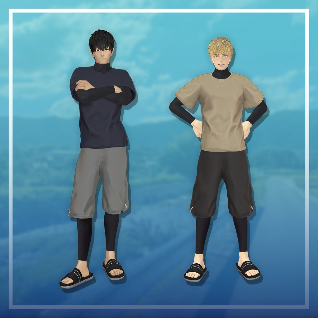 【3D衣装】オフの日スポーティTシャツセット(荒洲/加須谷/ブリスデン/宇駄津 MA設定済み)