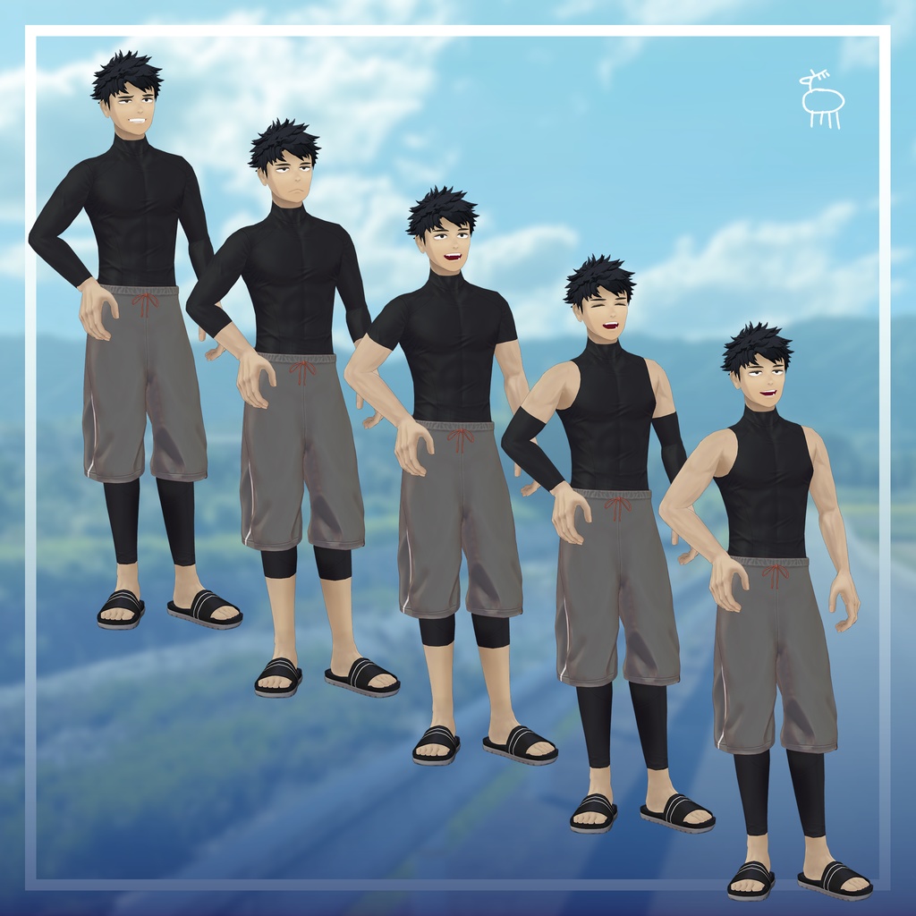 【3D衣装】オフの日スポーティTシャツセット(荒洲/加須谷/ブリスデン MA設定済み)