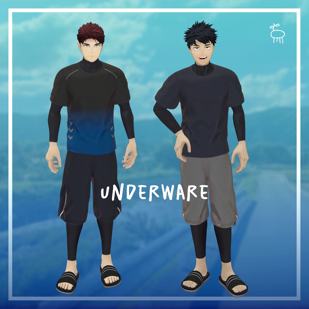 【3D衣装】オフの日スポーティTシャツセット(荒洲/加須谷/ブリスデン MA設定済み)