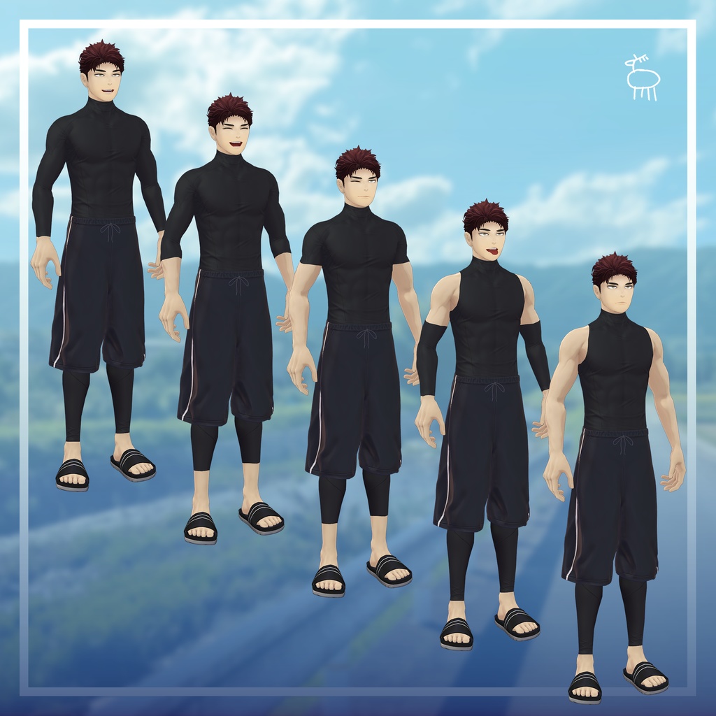 【3D衣装】オフの日スポーティTシャツセット(荒洲/加須谷/ブリスデン MA設定済み)