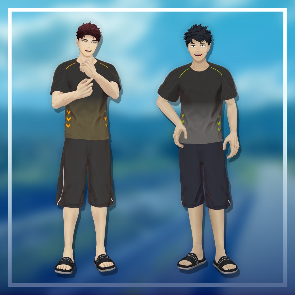 【3D衣装】オフの日スポーティTシャツセット(荒洲/加須谷/ブリスデン MA設定済み)