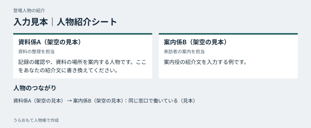 うらおもて人物帳|秘密を分けて配れる人物紹介シート【無料版あり】