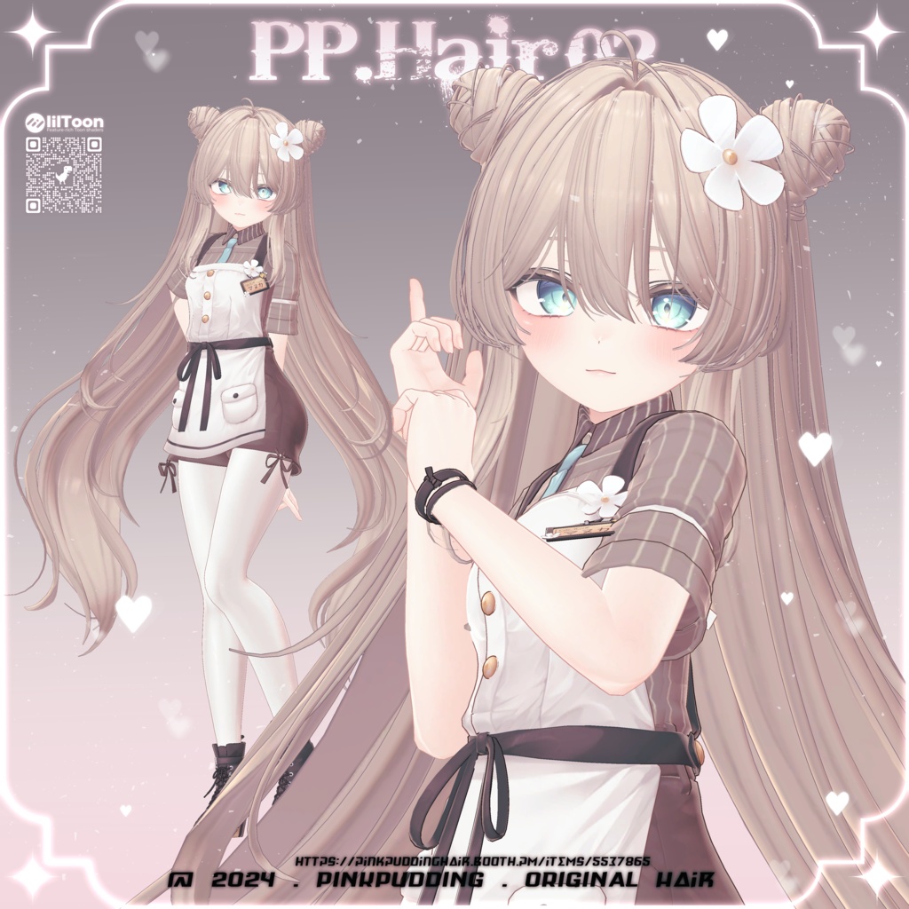 【6アバター対応】 P♡P.Hair 02 【VRChat用ヘアモデル】