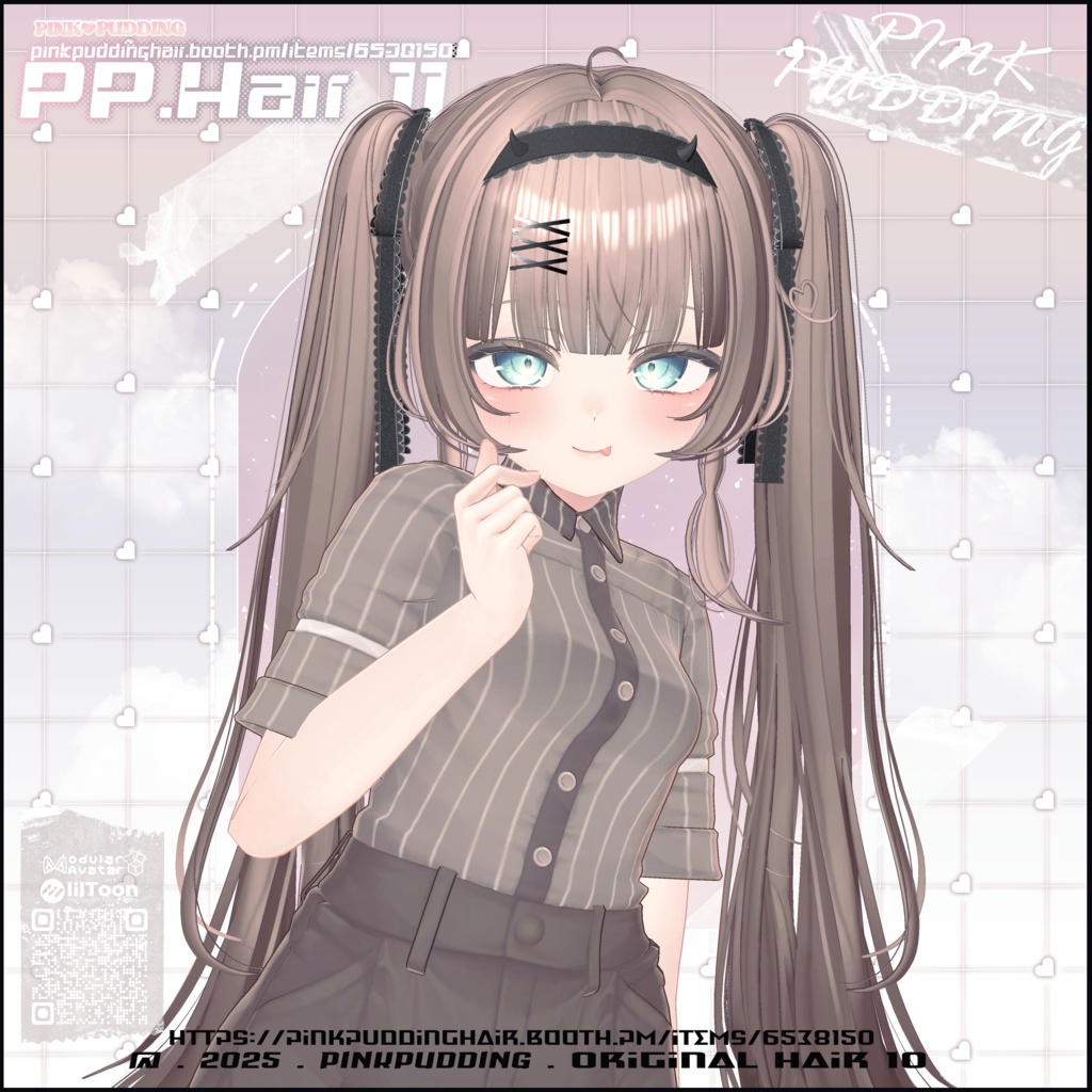 【7アバター対応】 𝐏♡𝐏.𝐇𝐚𝐢𝐫 𝟏𝟏 【VRChat用ヘアモデル】