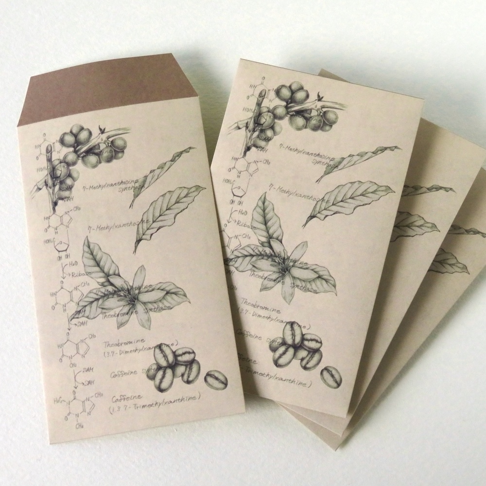 コーヒー柄 ぽち袋4枚セット＊理系シリーズ