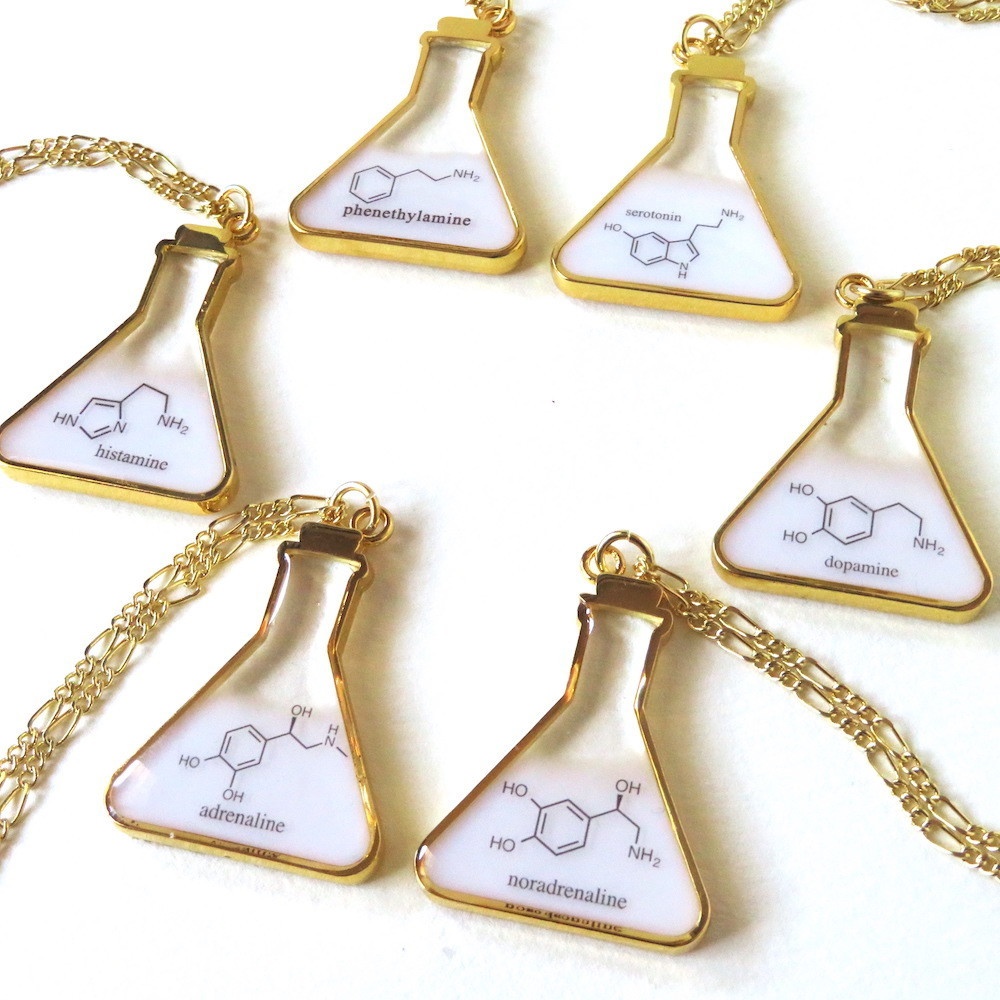 【神経系】フラスコ型構造式ペンダント ゴールド＊理系シリーズ【受注生産品】