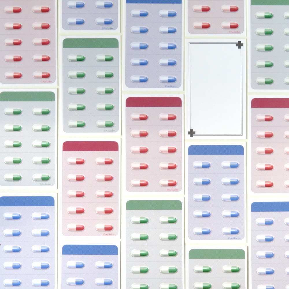 カプセル薬シート風 メッセージカード 3種12枚セット