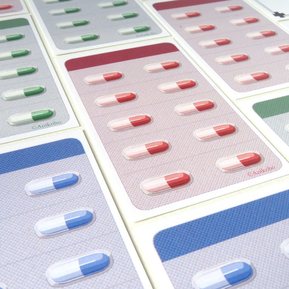 カプセル薬シート風 メッセージカード 3種12枚セット