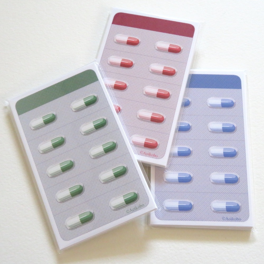 カプセル薬シート風 メッセージカード 3種12枚セット