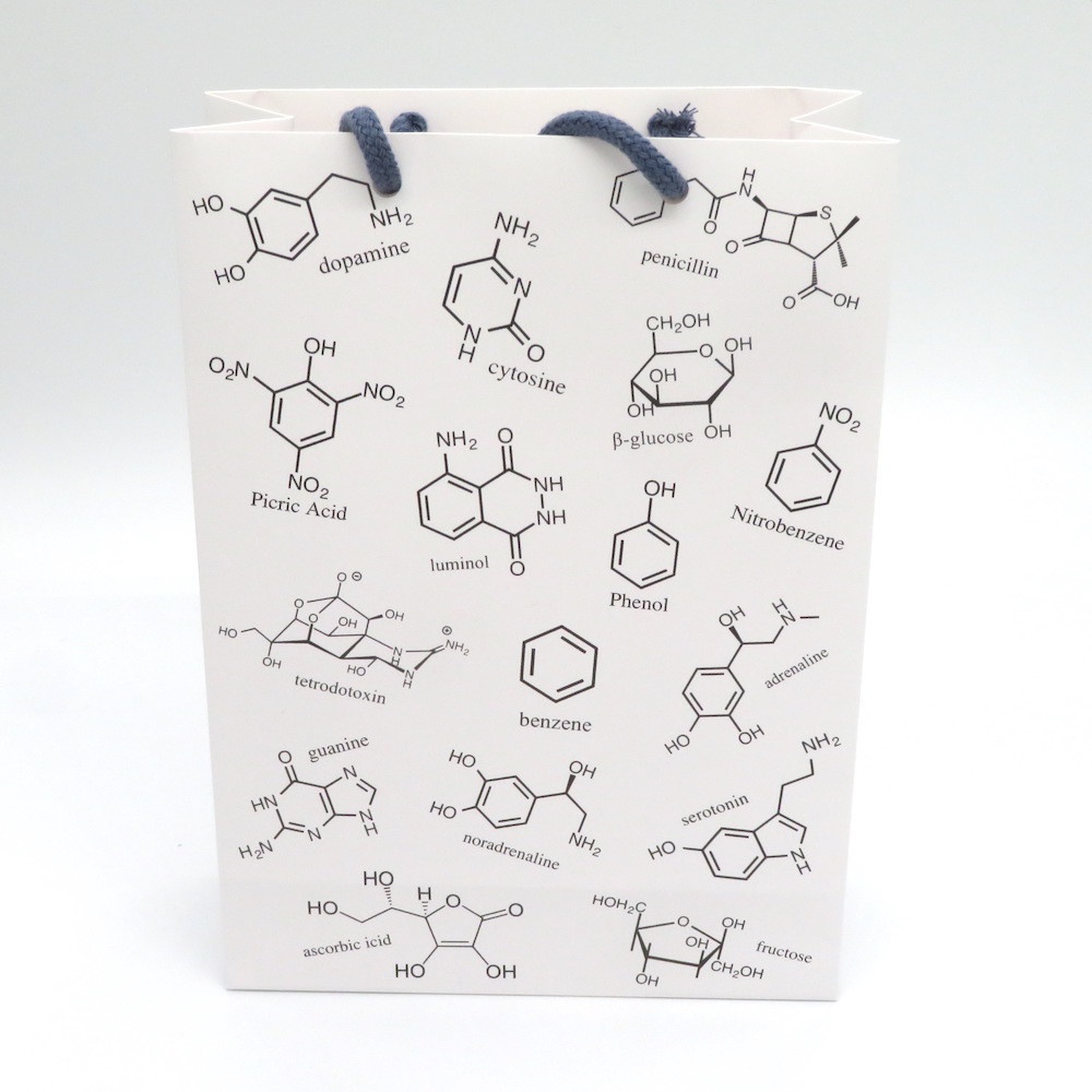 化学構造式柄 ギフトバッグ(紙袋) 2枚セット