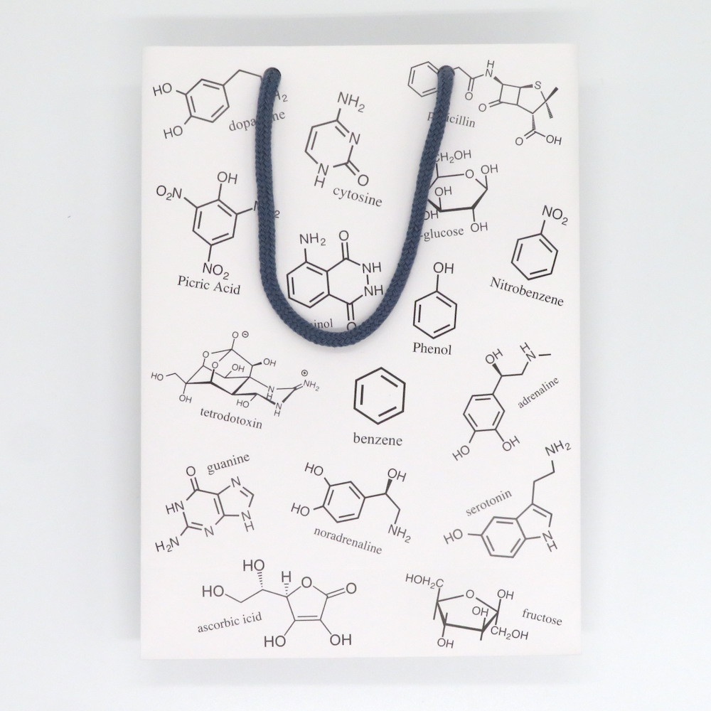 化学構造式柄 ギフトバッグ(紙袋) 2枚セット