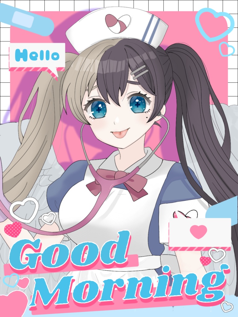 【無料配布】ゆめかわおはV素材♡カラバリ6種♡PSD有り