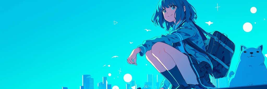 女の子　女子高生　ブルー　デザインヘッダー