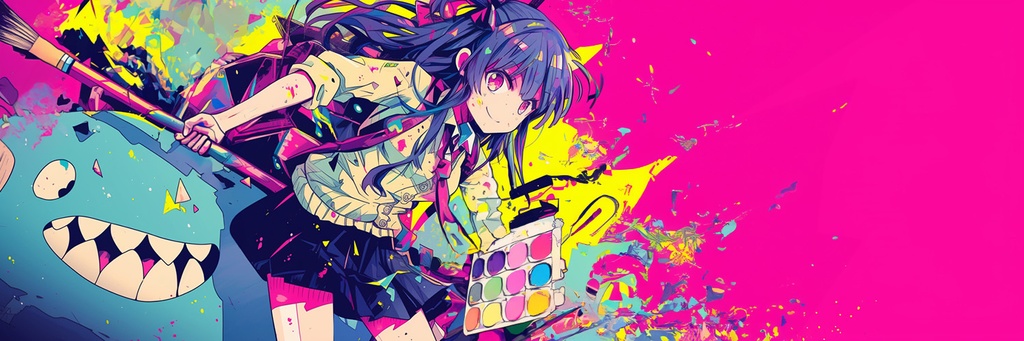 女の子 女子高生 カラフル デザインヘッダー