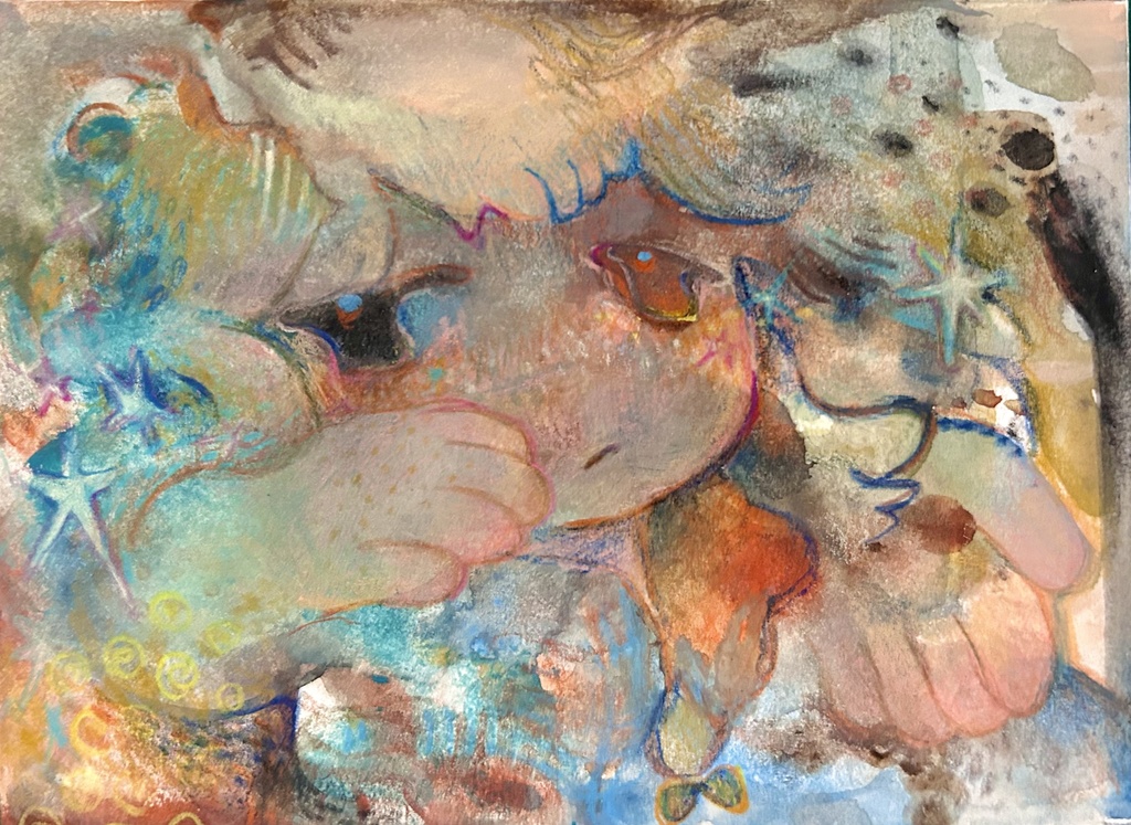 原画　少女と手