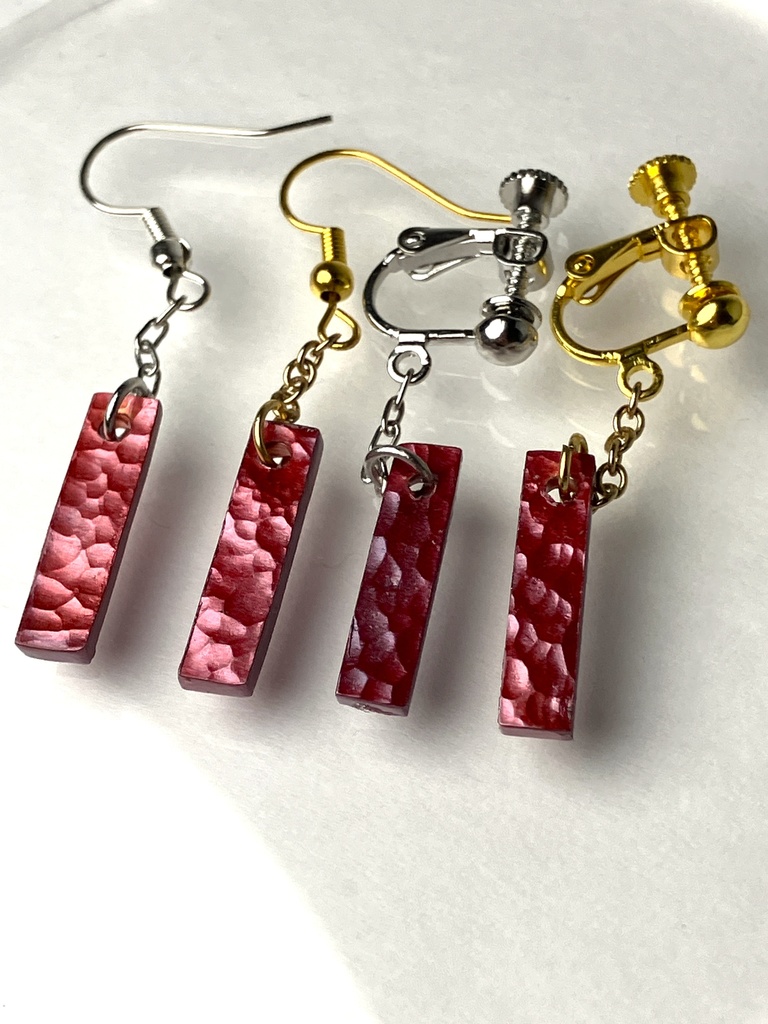 【彫金】緋銅短冊 【ピアス、イヤリングご指定可】