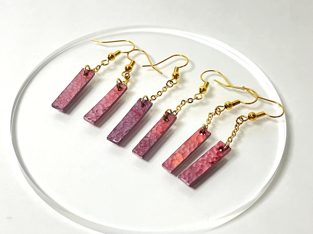 【彫金】緋銅短冊　【ピアス】