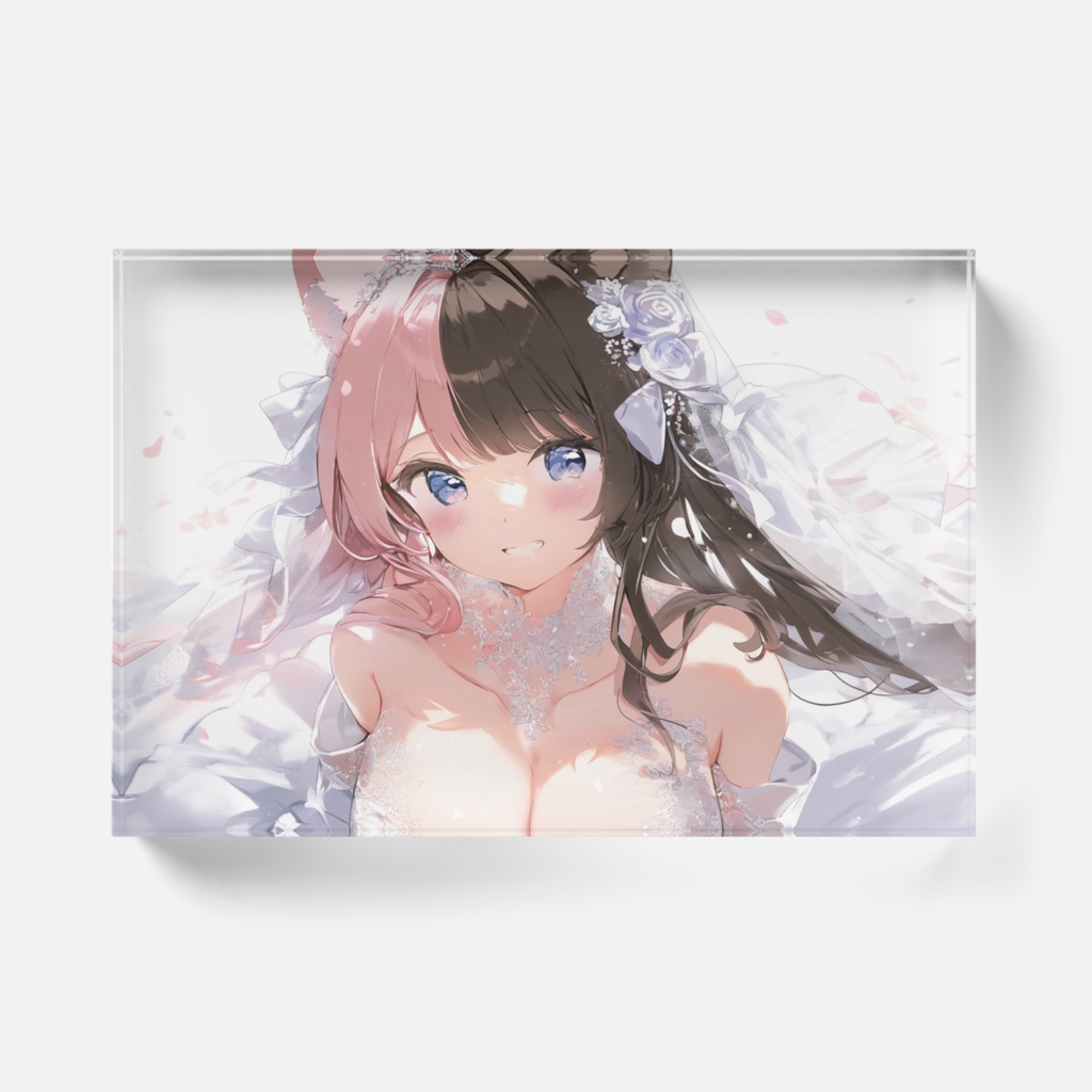 ウエディング猫耳ひなーの アクリルブロック