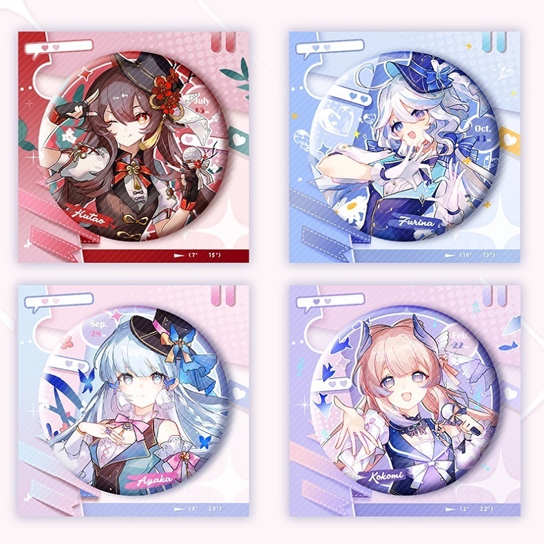 Genshin Impact 原神 胡桃 フータオ フリーナ 神里綾華 珊瑚宮心海 アクリルスタンド 缶バッジ ブックマーク