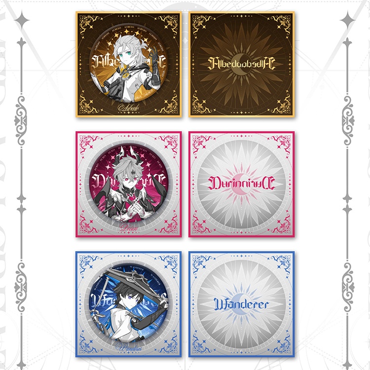 genshinimpact Genshin Impact 原神 アルベド スカラマシュ ドゥリン 缶バッジ 色紙 ポストカード アクリルキーホルダー ブックマーク チェキ ポラロイド